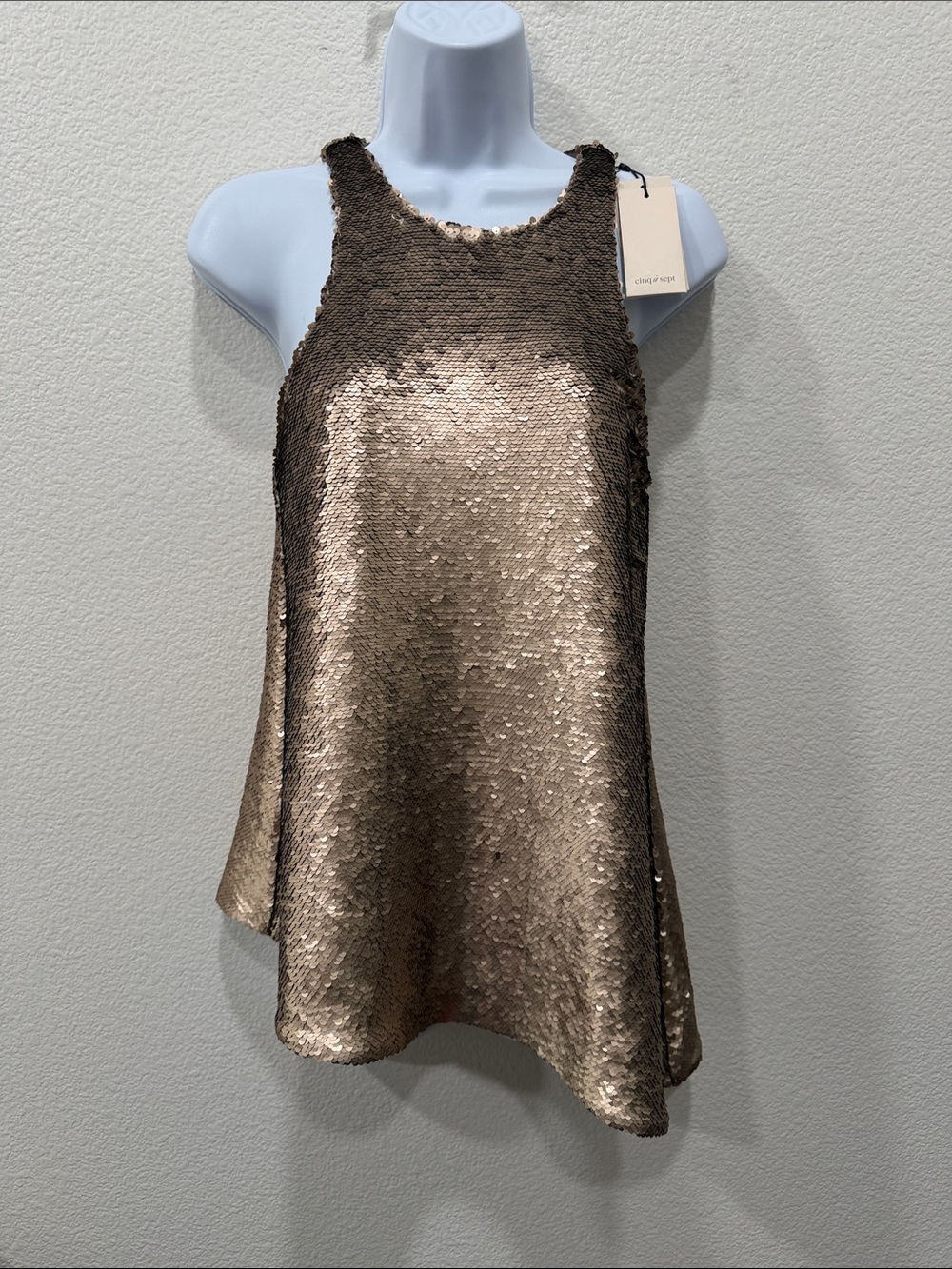 CINQ A SEPT Bronze Sequin Racerback Camisole